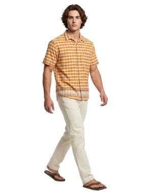 Paco Vintage Y2K Orange Plaid Short Sleeve Button Front Shirt Men's Size XXL